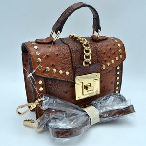 Studded Croc Embossed Messenger Satchel Bag